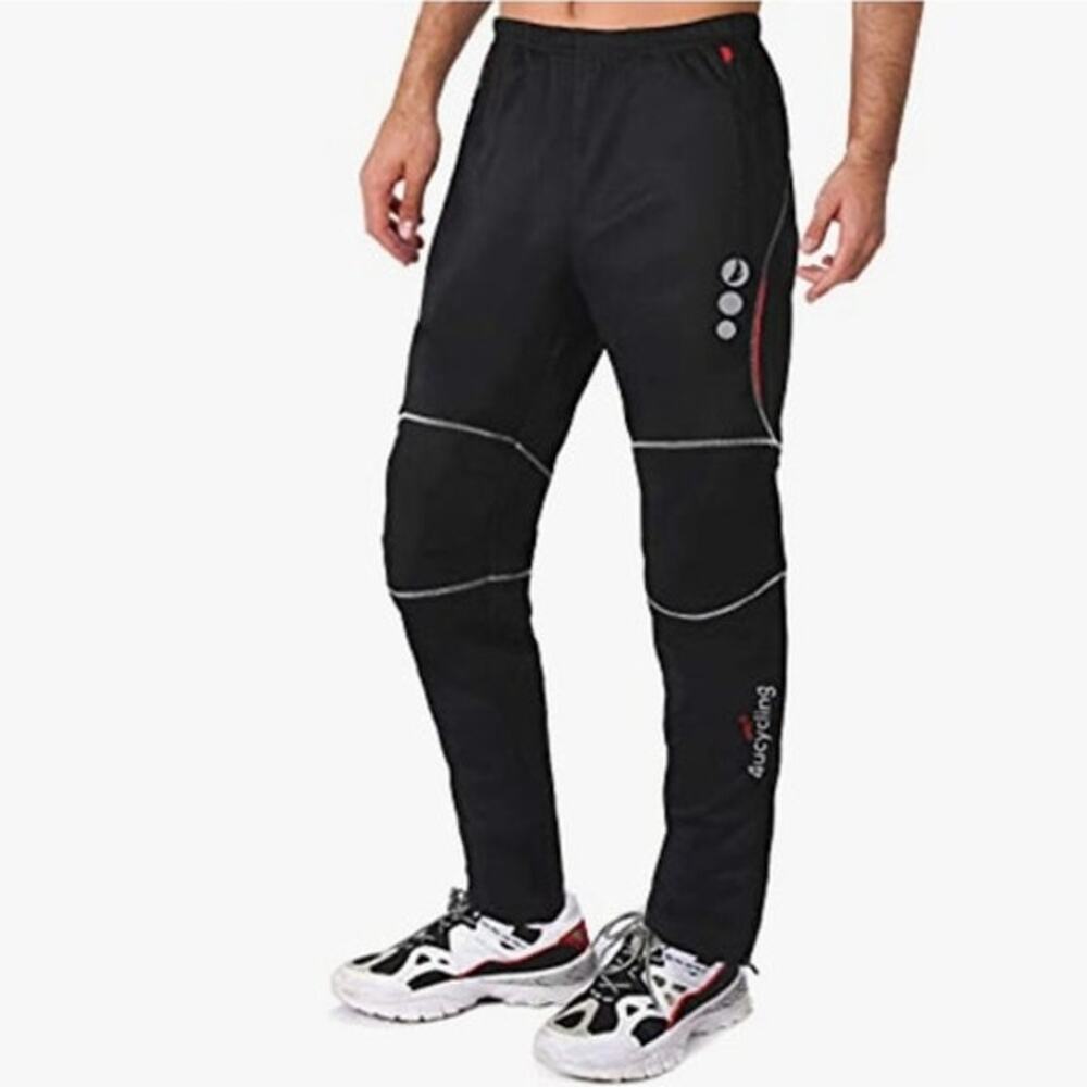 4uCycling Men’s Thermal Windproof Cycling Athletic Pants Fleece Lined Black S